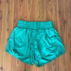 All in motion green running shorts high waisted with zipper pocket xs